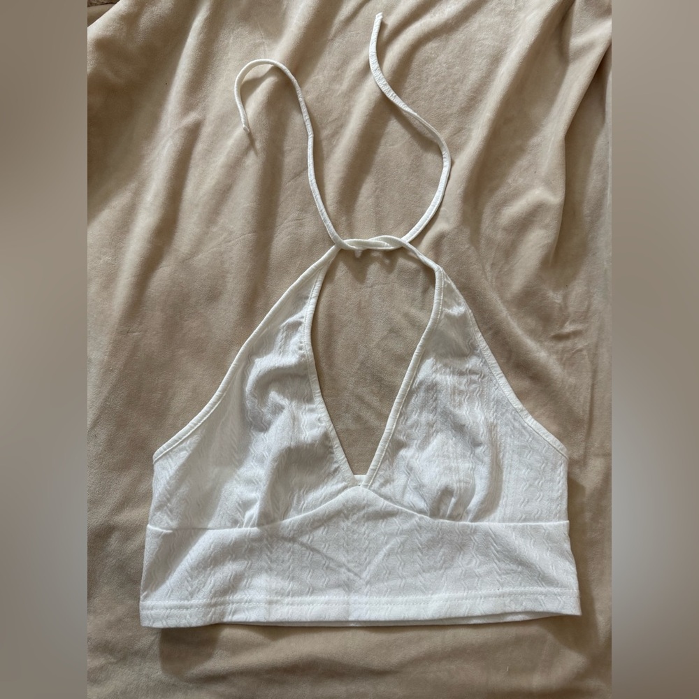 White Halter Crop Top